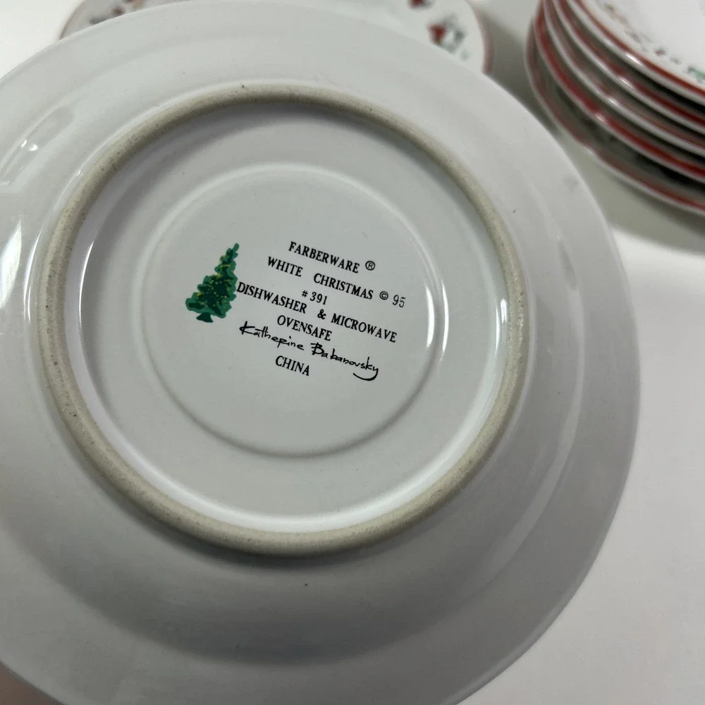 Farberware 1995 White Christmas Saucer Replacement Katherine Babanovsky‎ Design